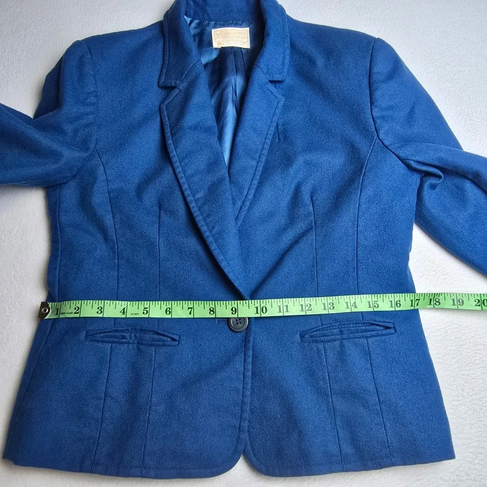 Pendleton Womens Blue 100% Virgin Wool Single Button Blazer Jacket‎ USA Size 10